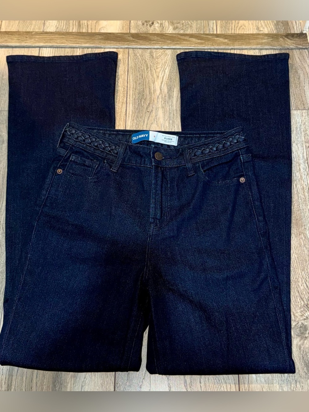 Old Navy Extra High Rise Flare Indigo Jeans Sz 0